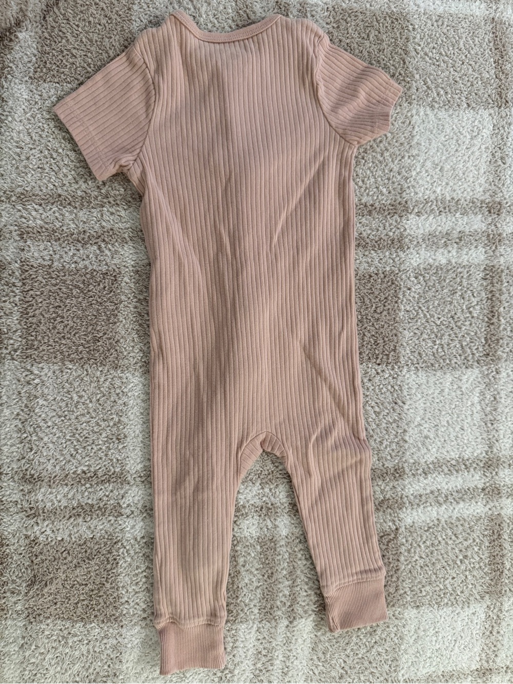 cloud island Blush Pink Ribbed Baby Romper with Ruffle Trim - Picture 4 of 4